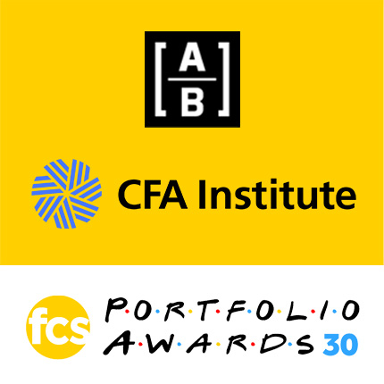 FCS Portfolio Awards 30 logo with CFA Institure and AllianceBernstein logo