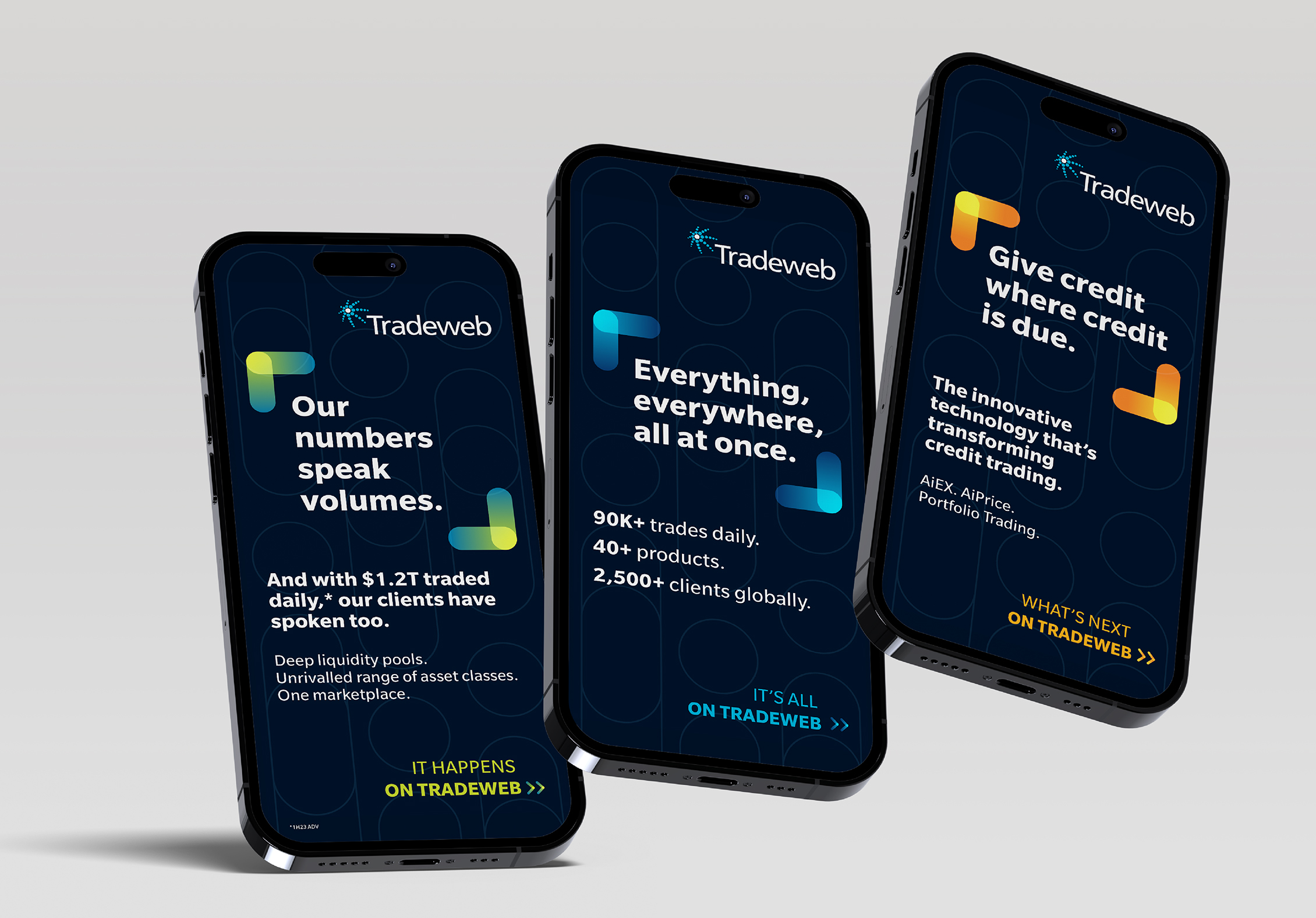 New Tradeweb designs on three iphones