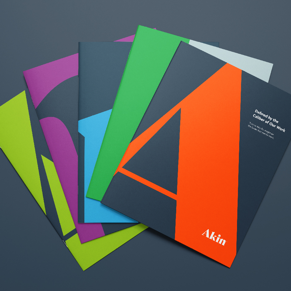 Akin report covers with bright colour