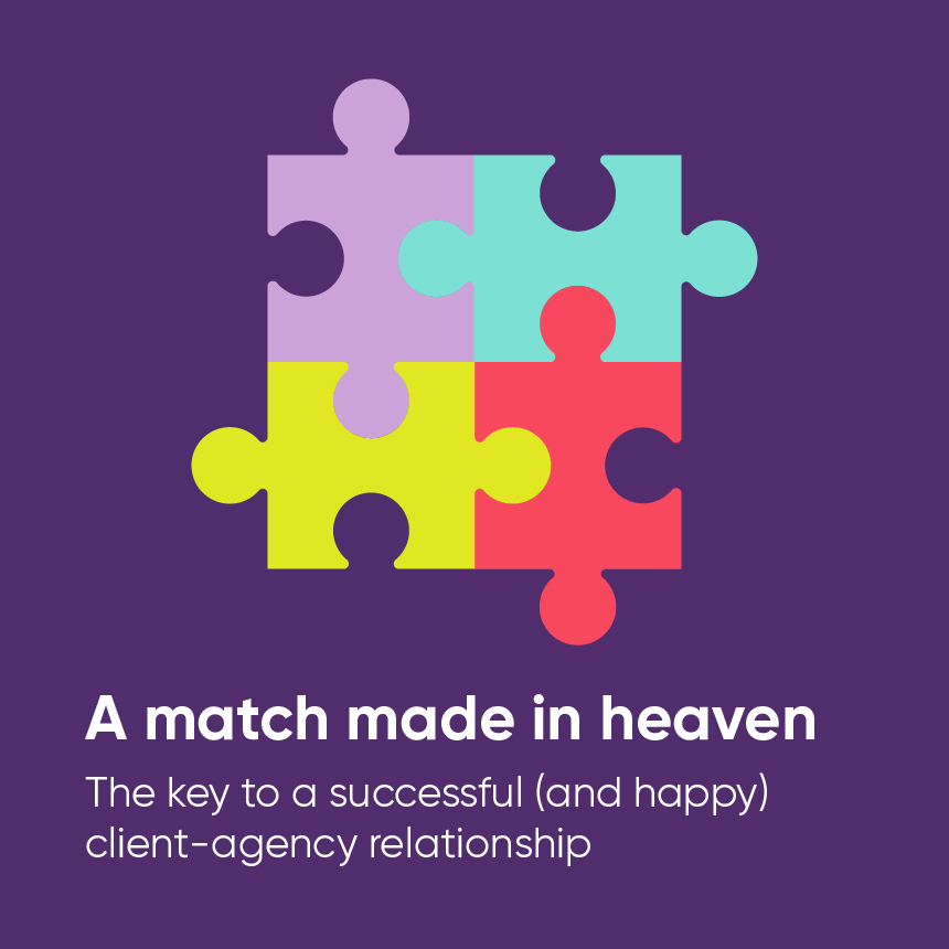 Colourful puzzle pieces representing a client-agency relationship