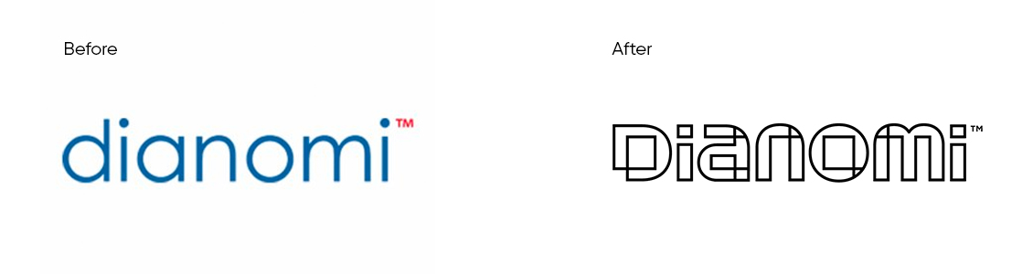 Dianomi logo before and after