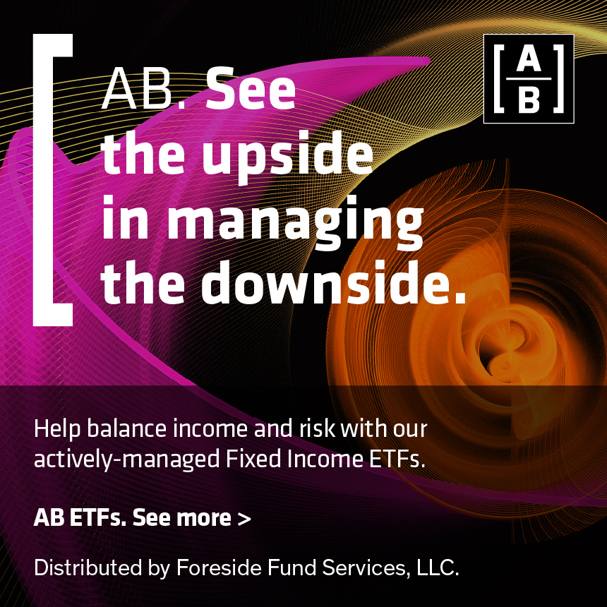 AB ETF's on active campaign ad visual with text and CTA