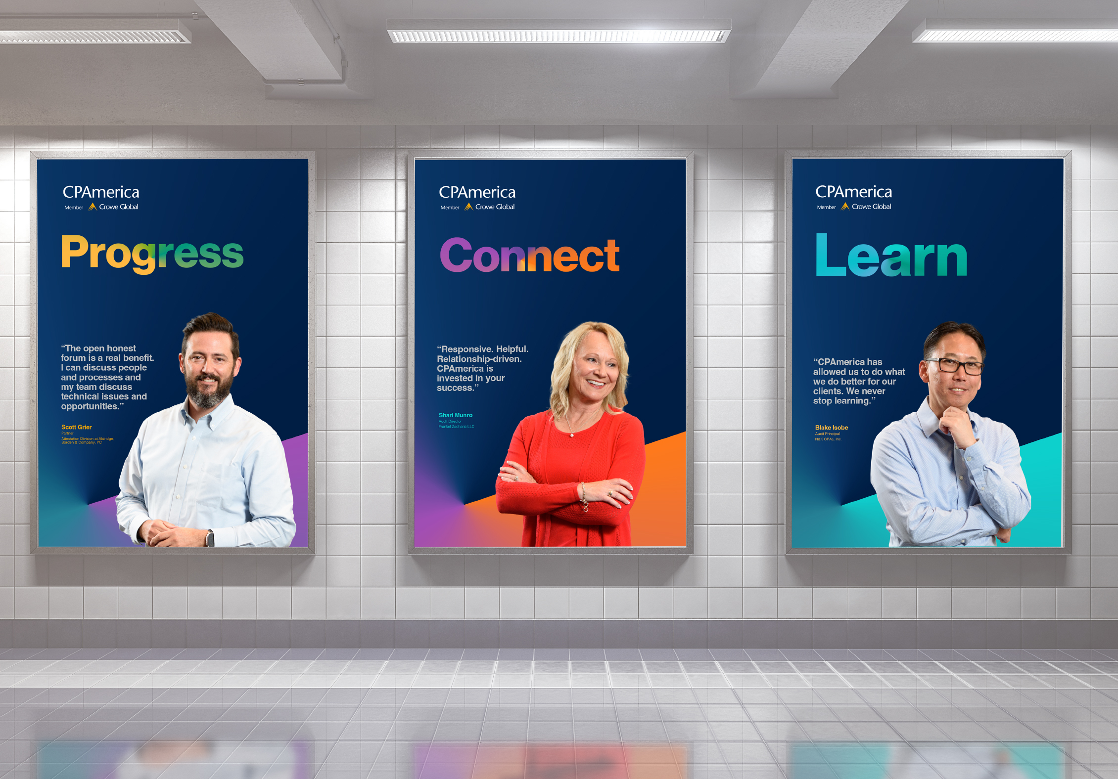 CPAmerica OOH campaign on three subway posters