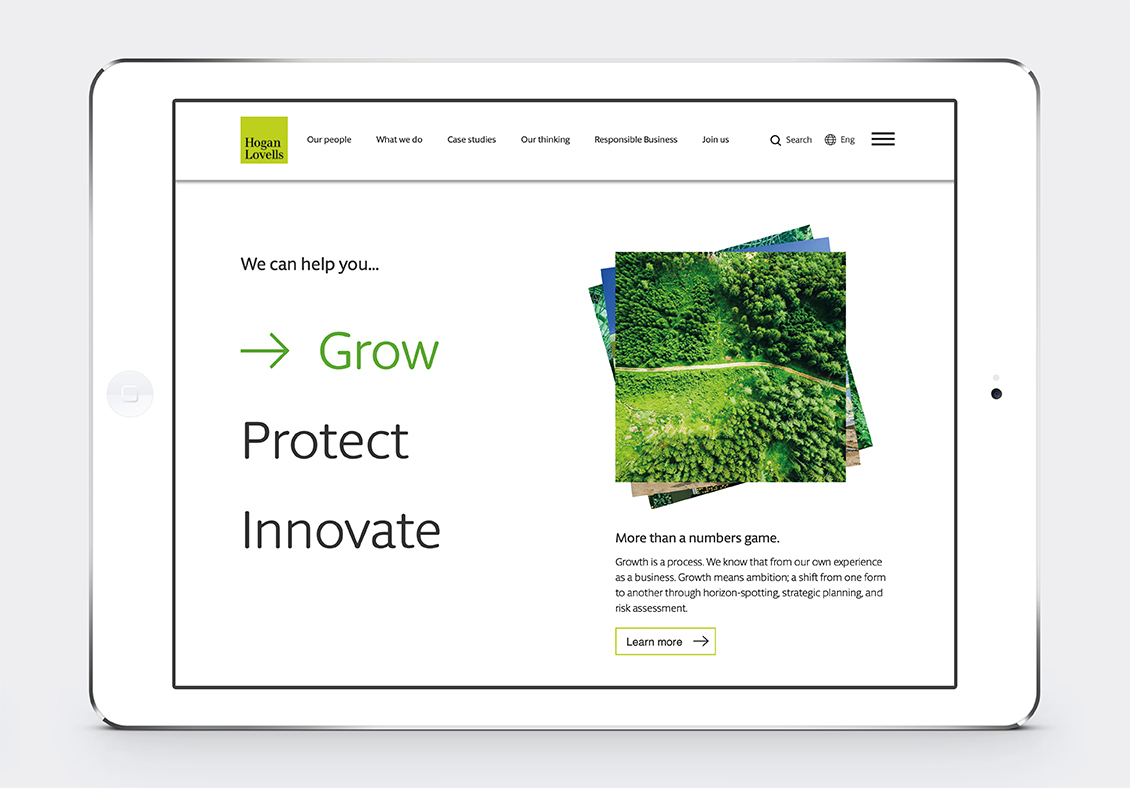  Hogan Lovells Grow, Product, Innovate webpage