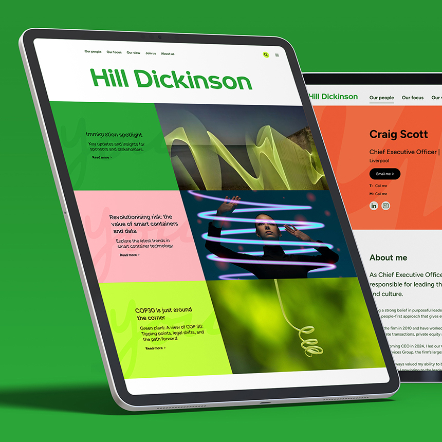 Hill Dickinson visual identity image. Website